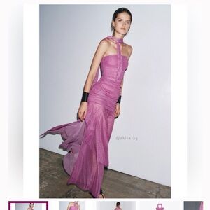 Zara Pink Ruched Halter Gown for Prom